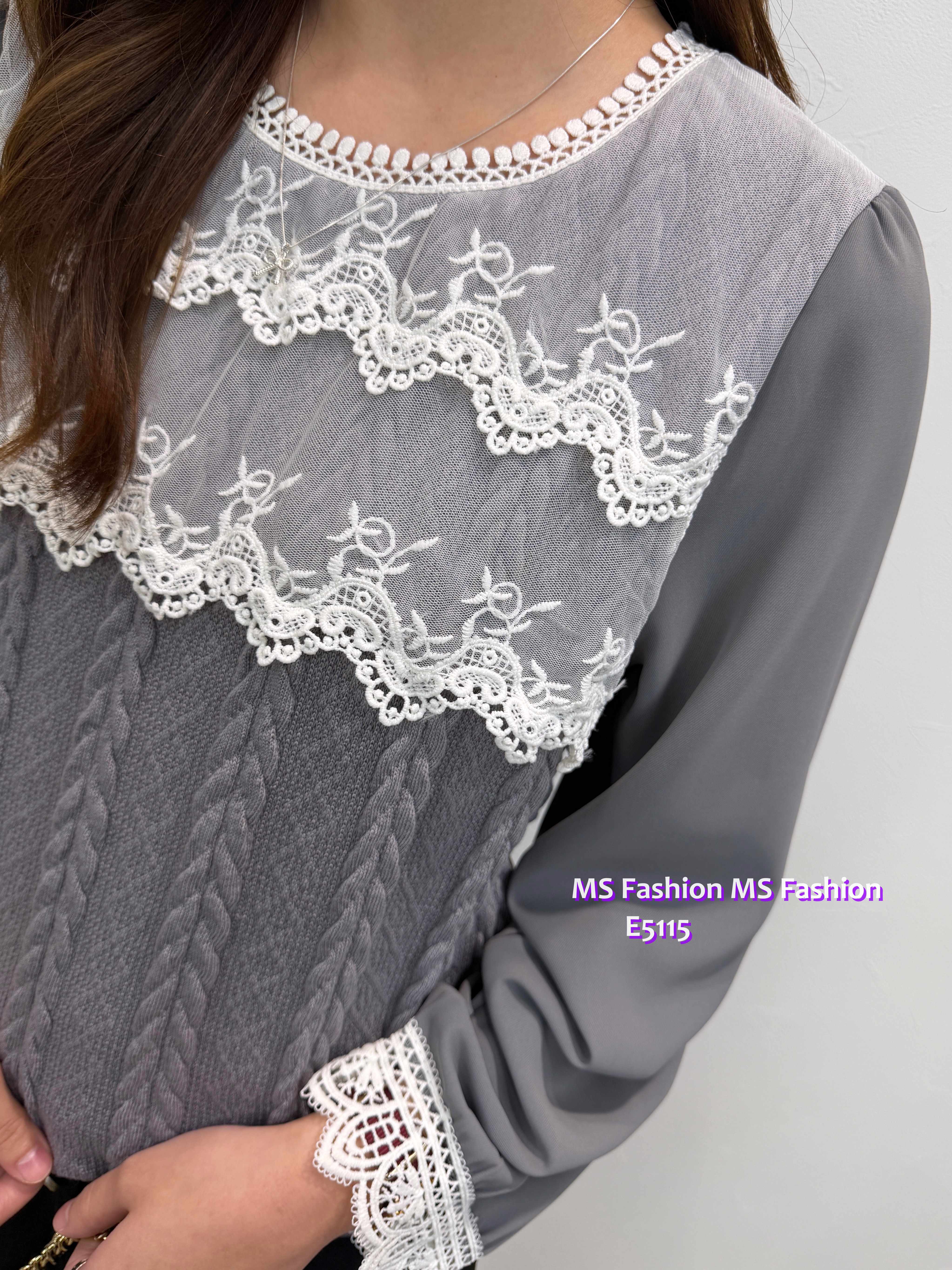 E5115 拼麻花lace top