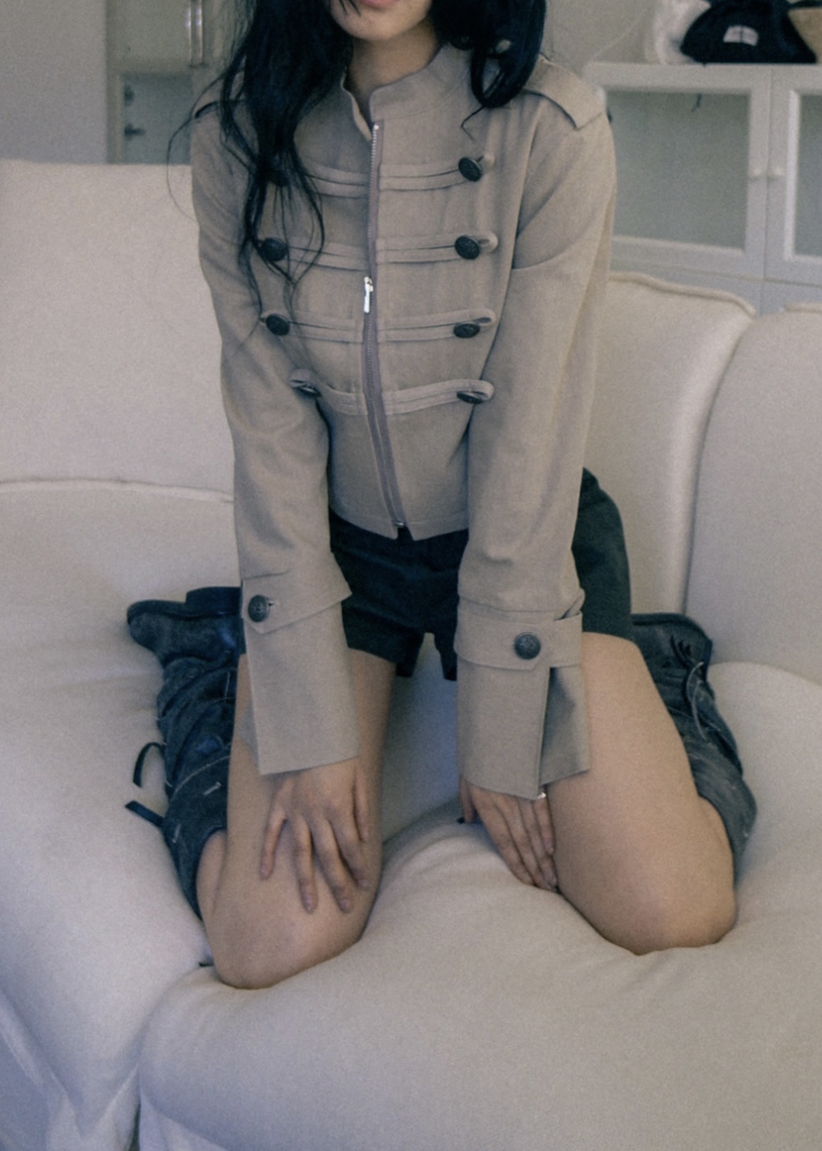 Vintage Zip Front Cropped Jacket