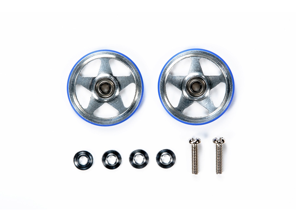 19mm ALUMINUM ROLLERS (5 SPOKES) w/PLASTIC RINGS