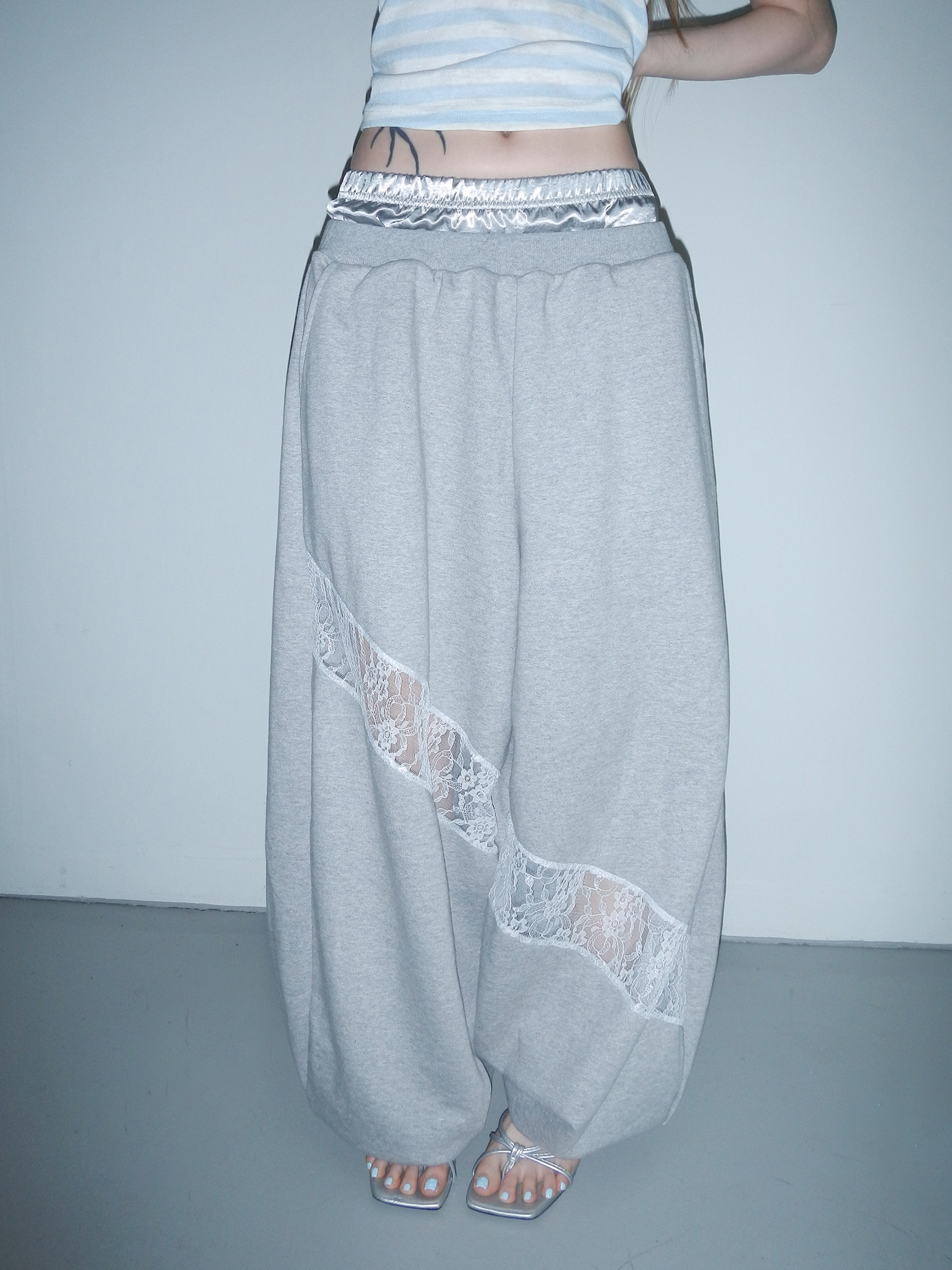 Double-Waist Lace Sweatpants