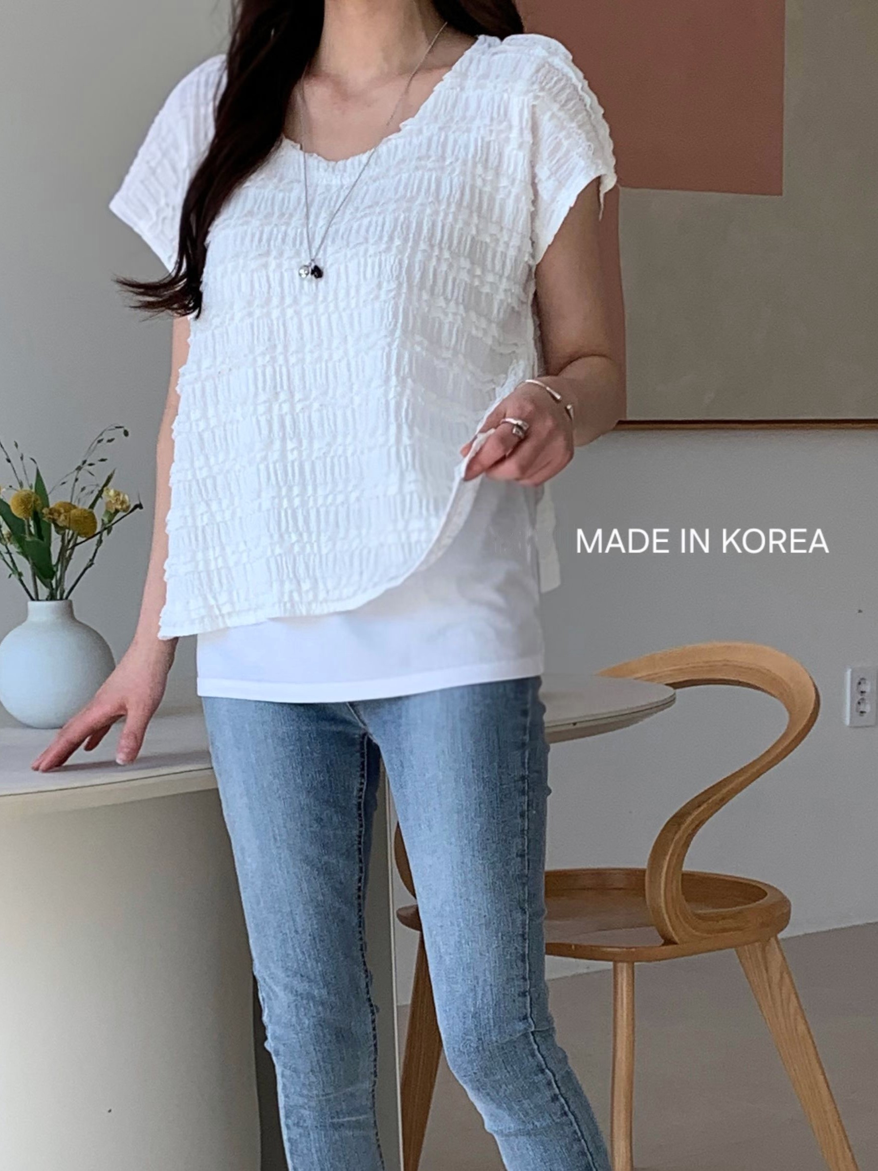 G6280 韓國🇰🇷壓紋假兩件top