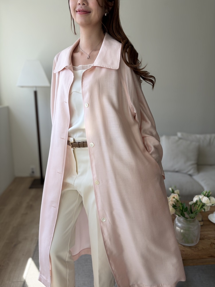 Silky Belted Trench Coat (Pink)