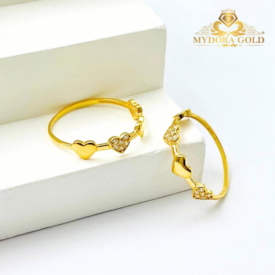 MYDORA Cincin Batu CZ Love Link l EMAS 916/22K