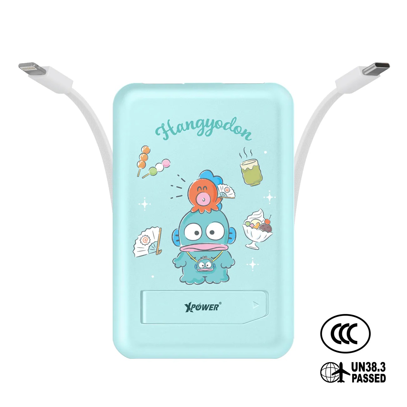 (3C認證) XPower x Sanrio Hangyodon M10C+ 6合1 10000mAh多功能迷你20W PD3.0+磁吸無線快充移動電源
