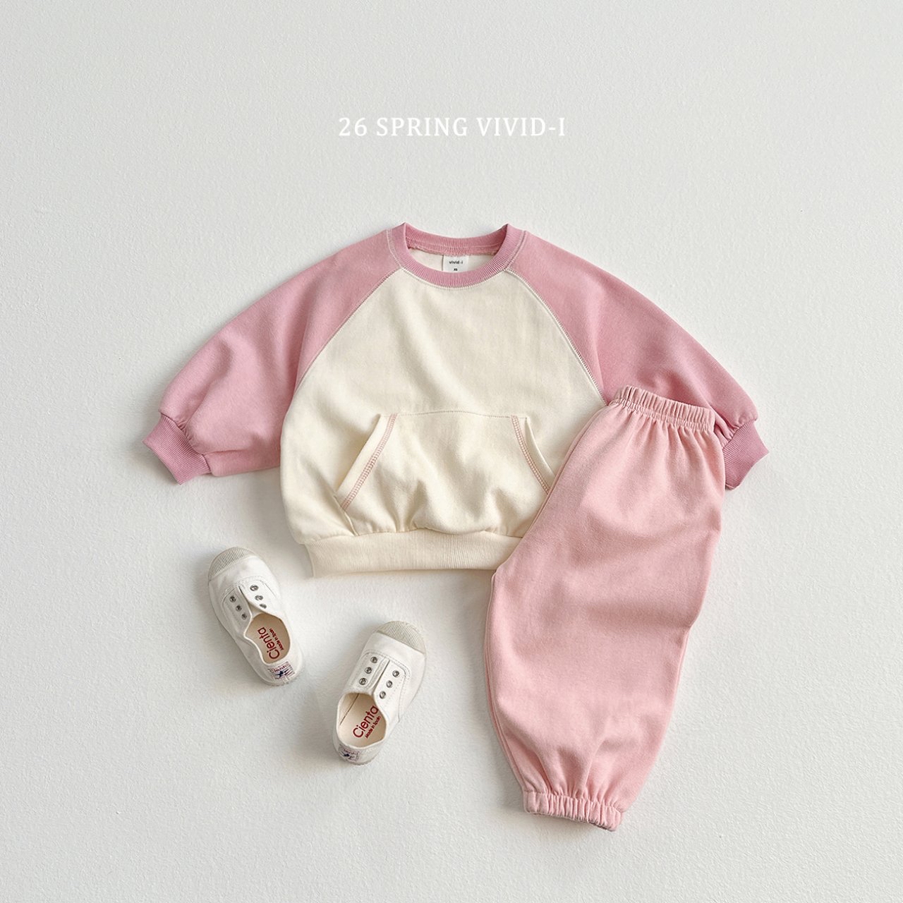 🌸預訂 韓國直送🌸🇰🇷VIVIDI三色拼色袖寬鬆袋鼠口袋衛衣