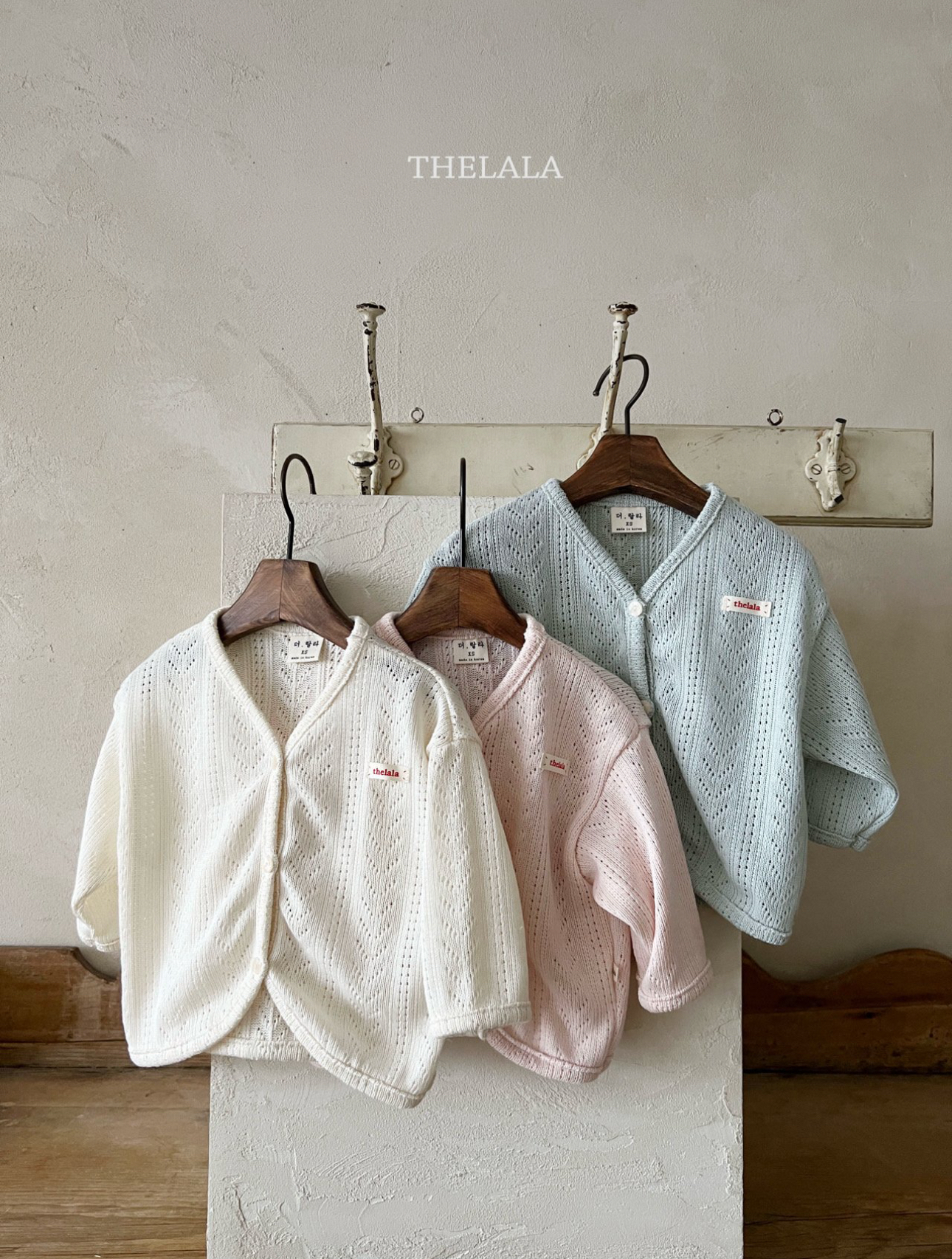 🌸預訂 韓國直送🌸🇰🇷THELALA三色輕薄標籤通花開襟外套