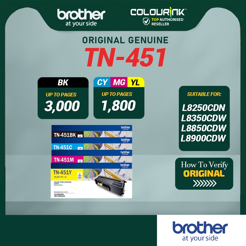 Brother Original Toner TN-456 Black Cyan Magenta Yellow MFC-L8690CDW MFC-L8900CDW HL-L8260CDN HL-L8360CDW TN451 TN459