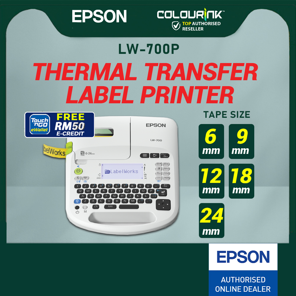 Epson Labelwork LW-700 Portable Label Maker Sticker QR Barcode Laminated PC Print PT-D450 PT-D600 PT-P700 PT-H110 D210
