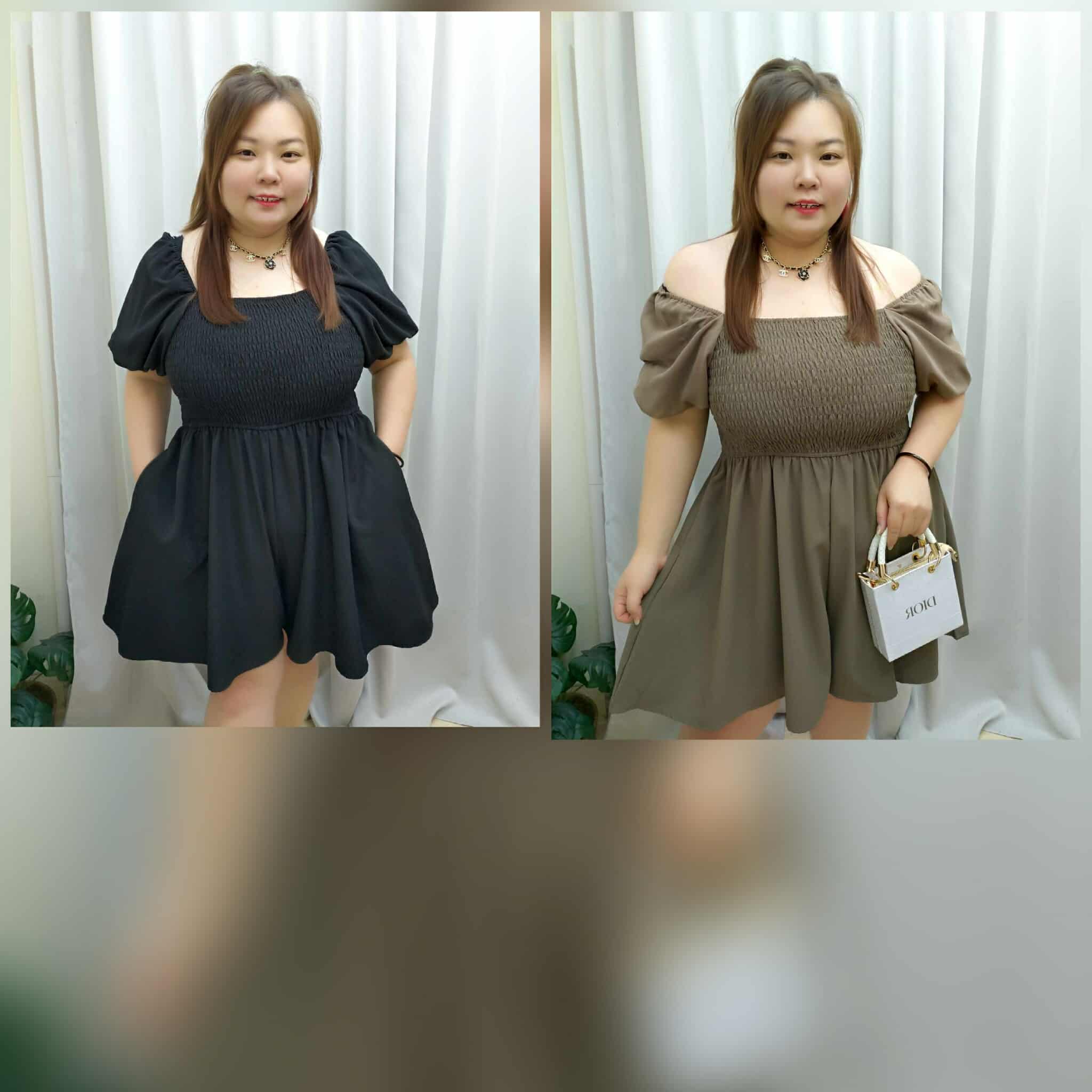 TW#5989 U领前胸皱褶设计连体宽裤