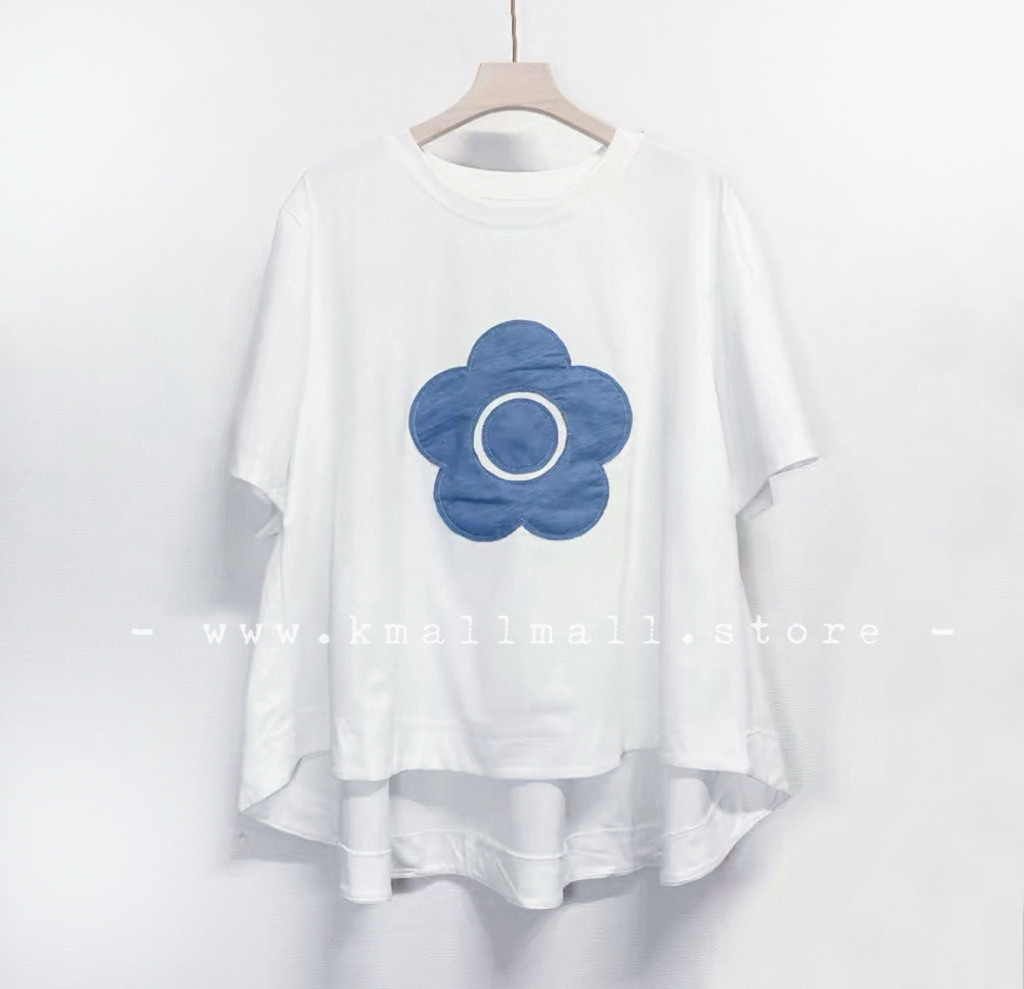 ☀️夏日優惠☀️ 日系刺繡大花撞色Tee