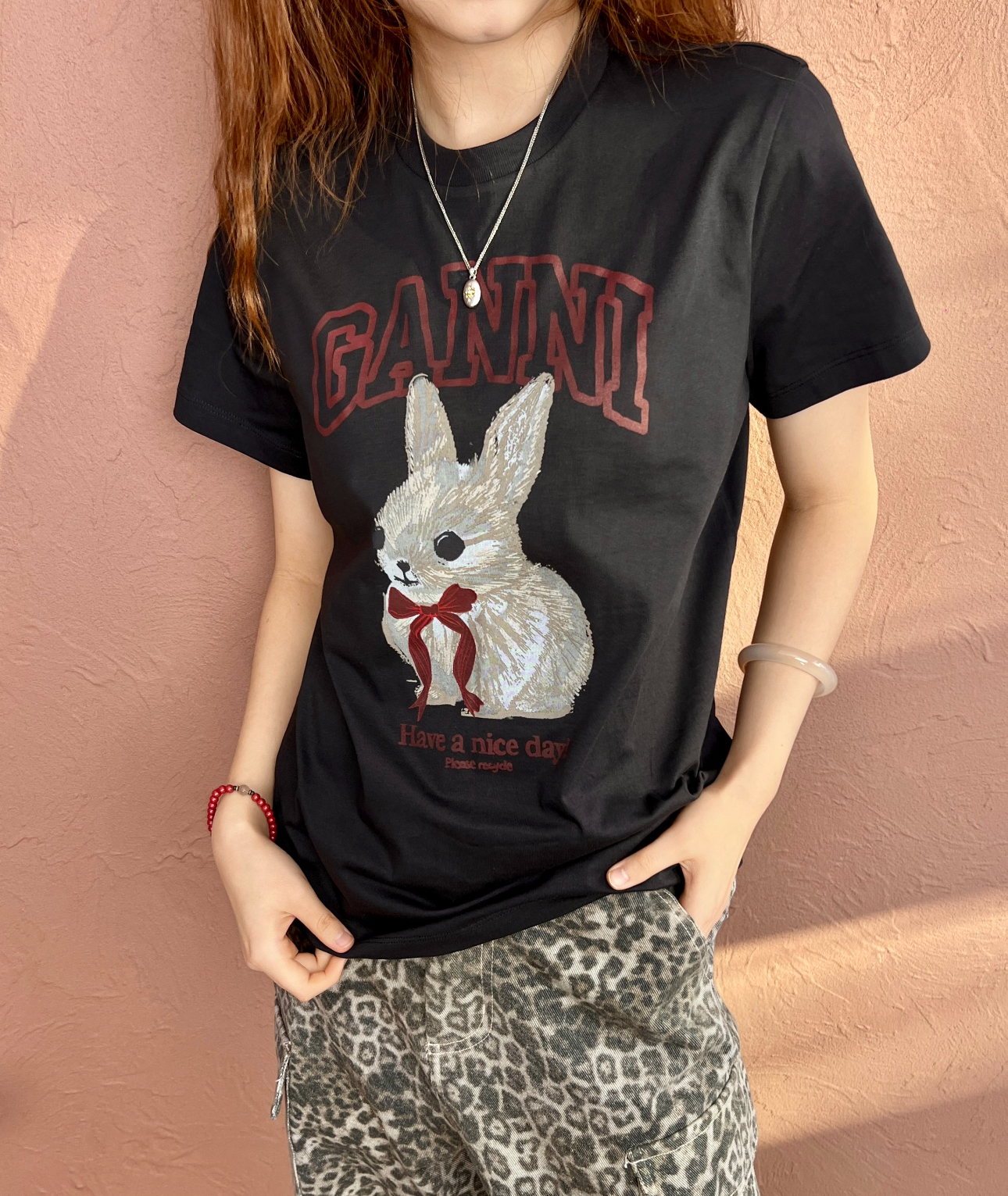 接單✨Ganni 短 Tee 夏天必備 小兔子🐰 Size XS S M L