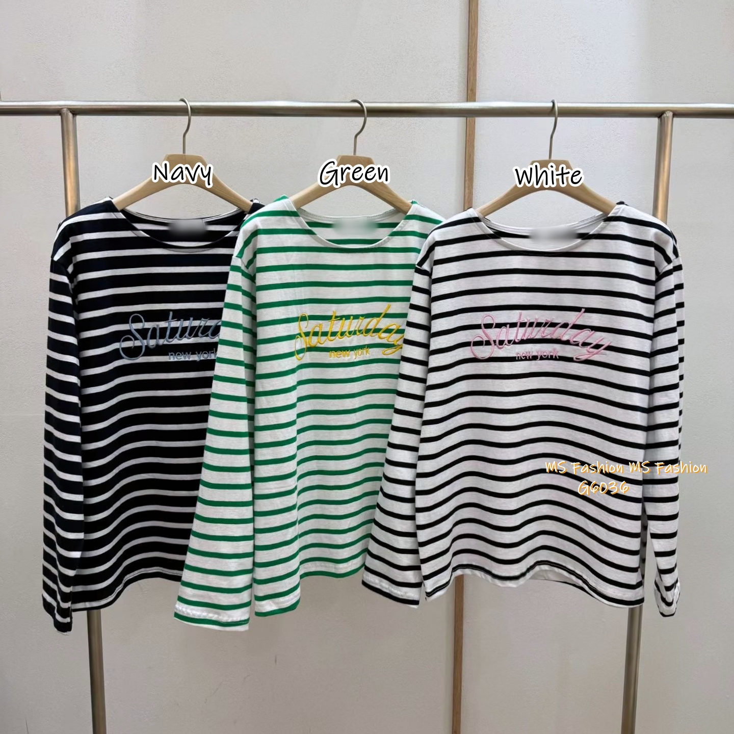 G6036 韓國🇰🇷刺繡字母橫間top