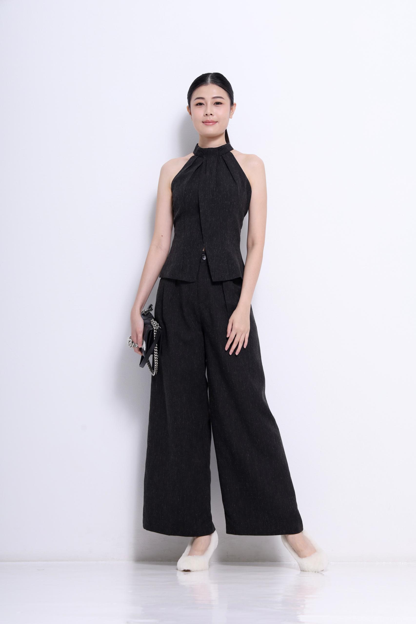 CP1642 LINEN BLEND STRAIGHT LEG TROUSER