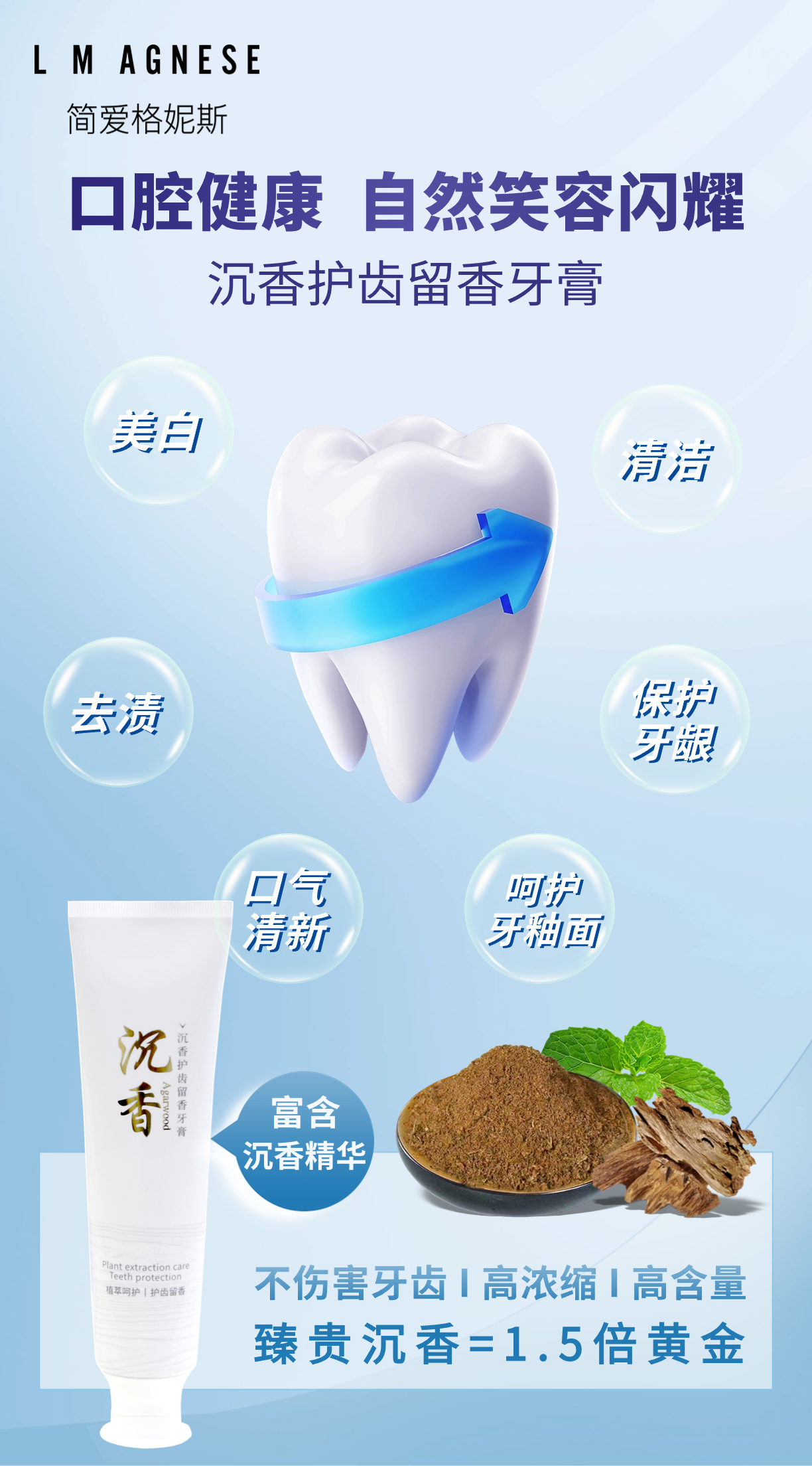 沉香牙膏 Agarwood Teeth Protection 100g