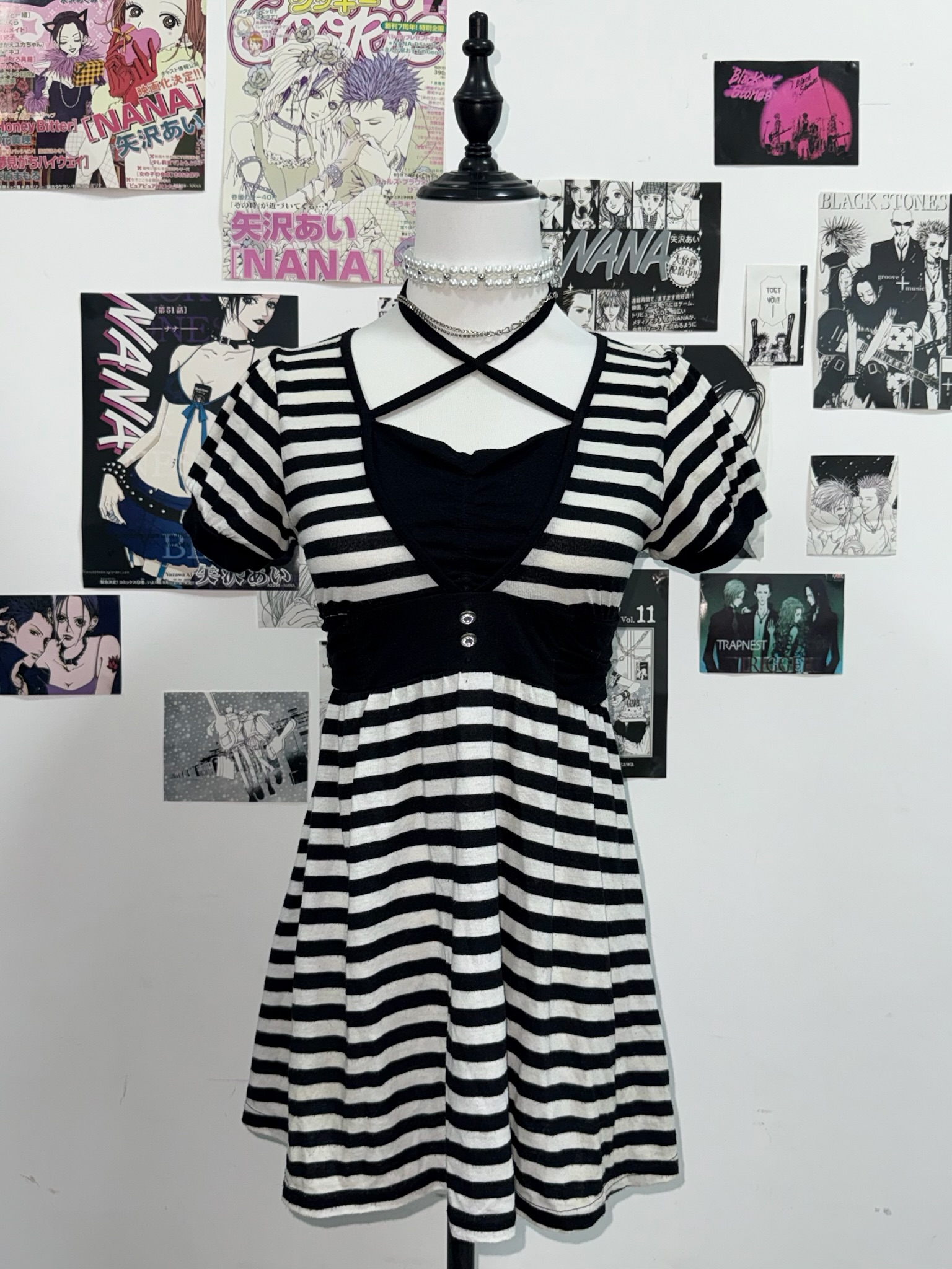 Criss-Cross Neck 2-in-1 Striped Dress