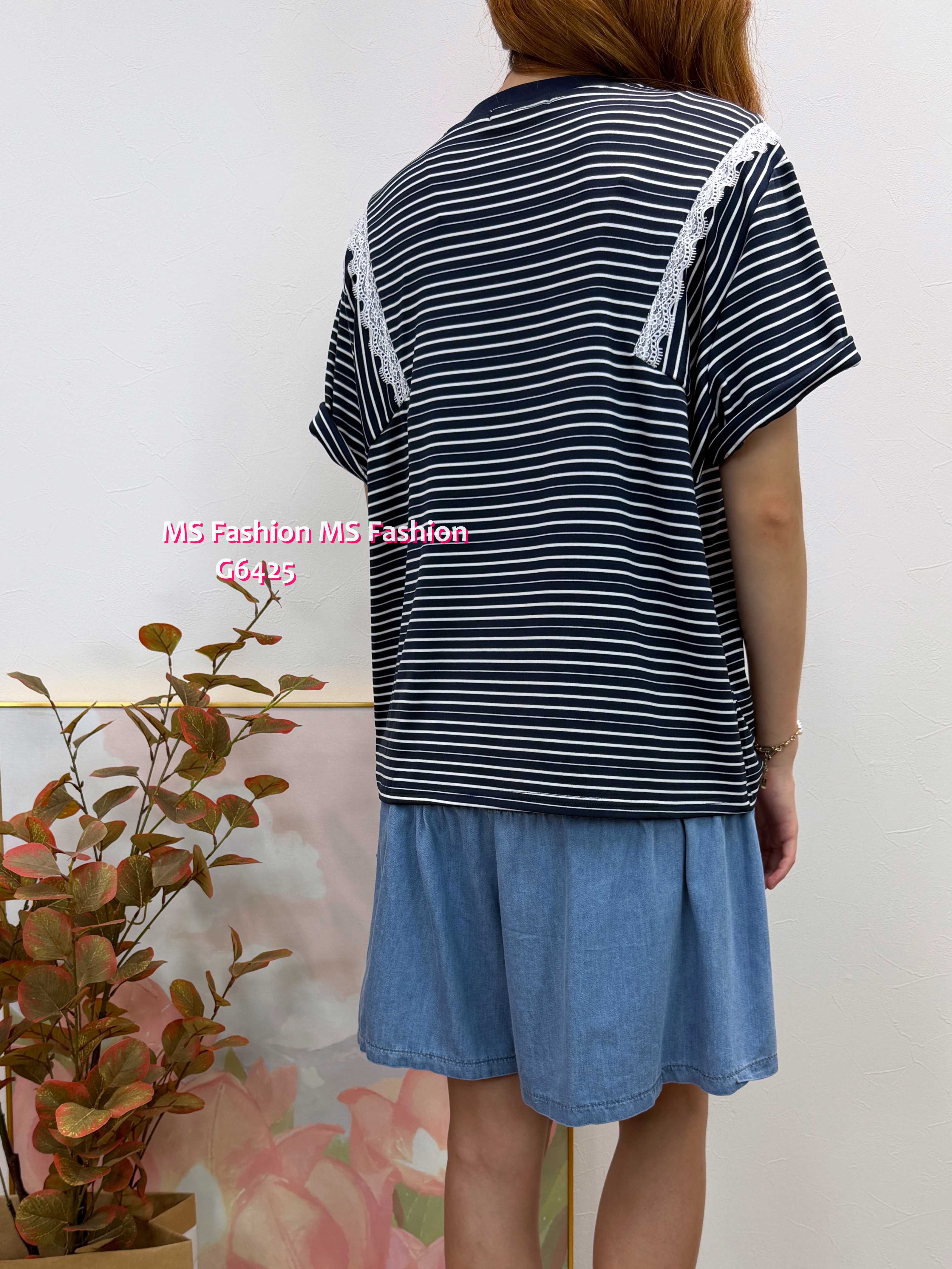 G6425 拼lace橫間top