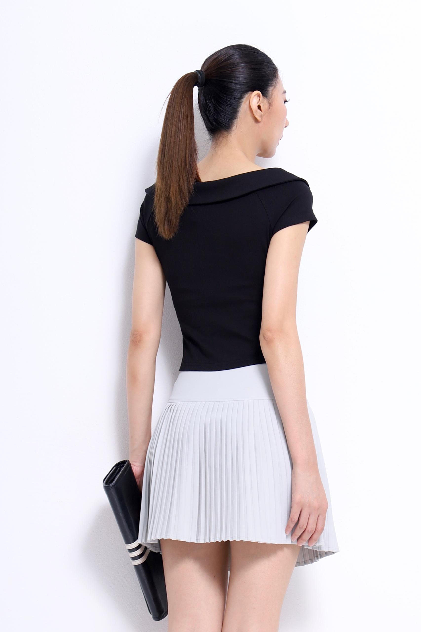 CS1431 SOLID PLEATED MINI SKIRT