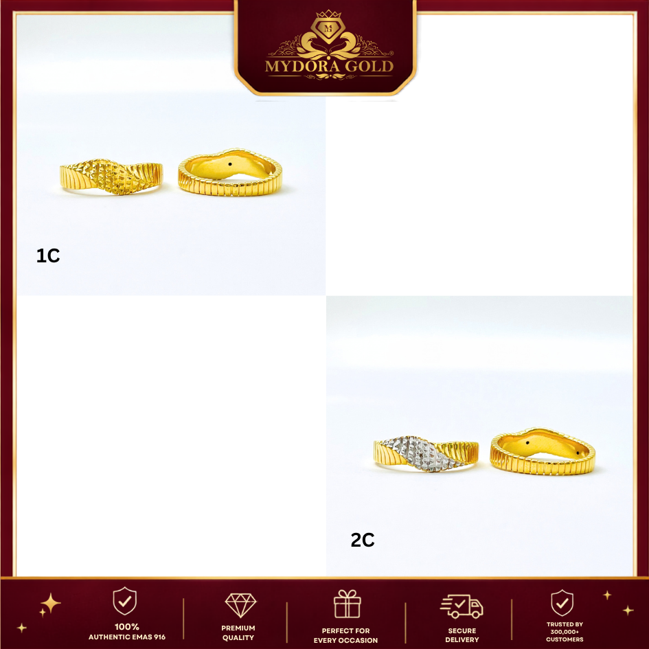 MYDORA Cincin Diamond-Cut Wave (5G) l EMAS 916/22K