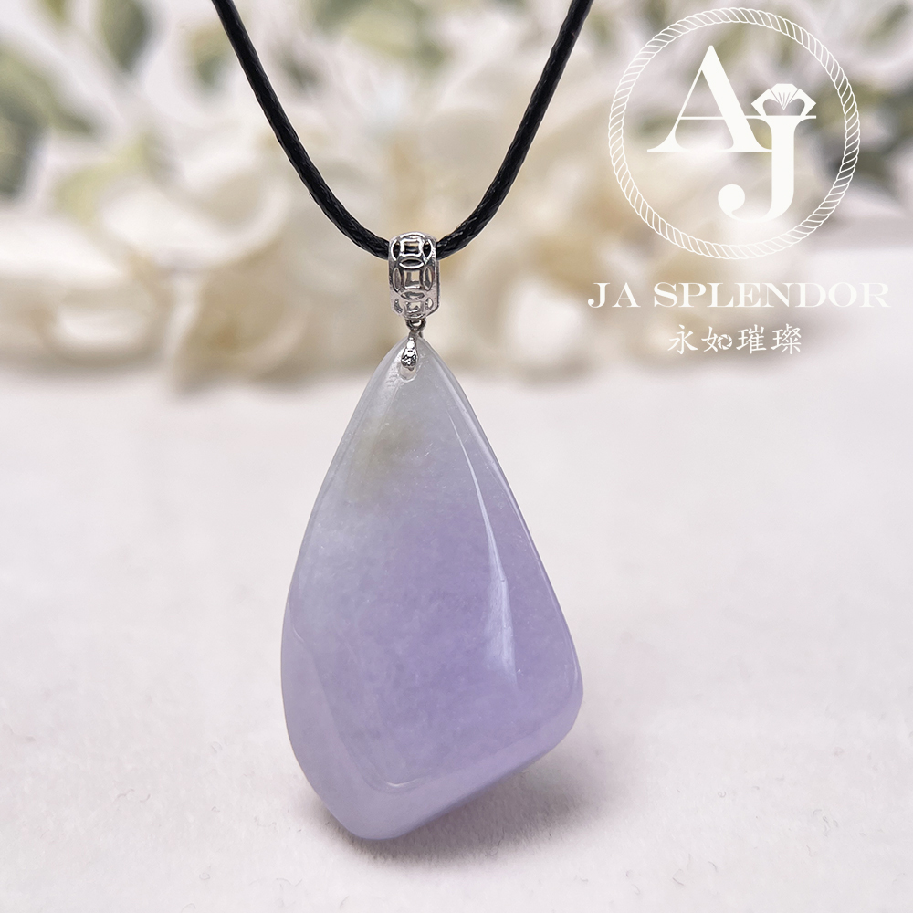 JNK-214 天然翡翠A玉 冰潤紫羅蘭隨形18K金吊墜