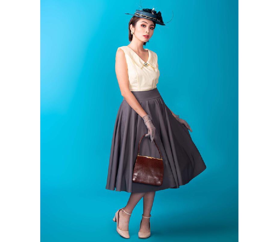 (Ready/Custom-Made) - Vintage High Waist Swing Table Skirt - 7 colour available (FM041）