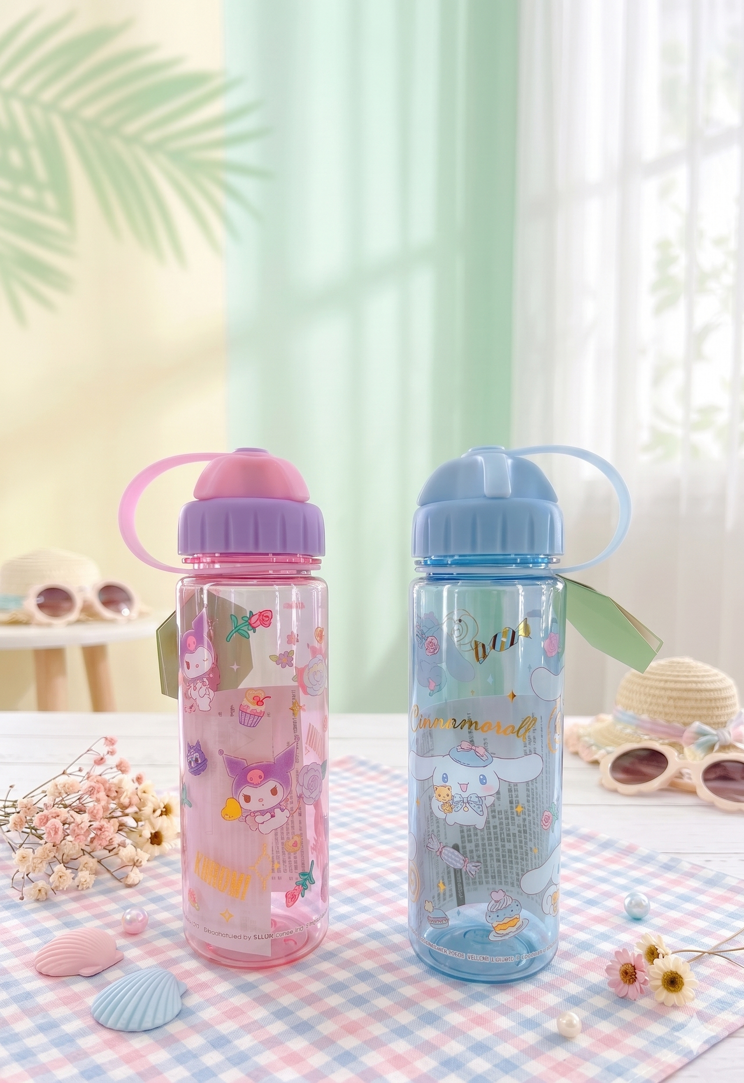 Kuromi 450ml BPA Free Water Bottle w/ 2 Openings Lid 膠水樽 (2開口設計)
