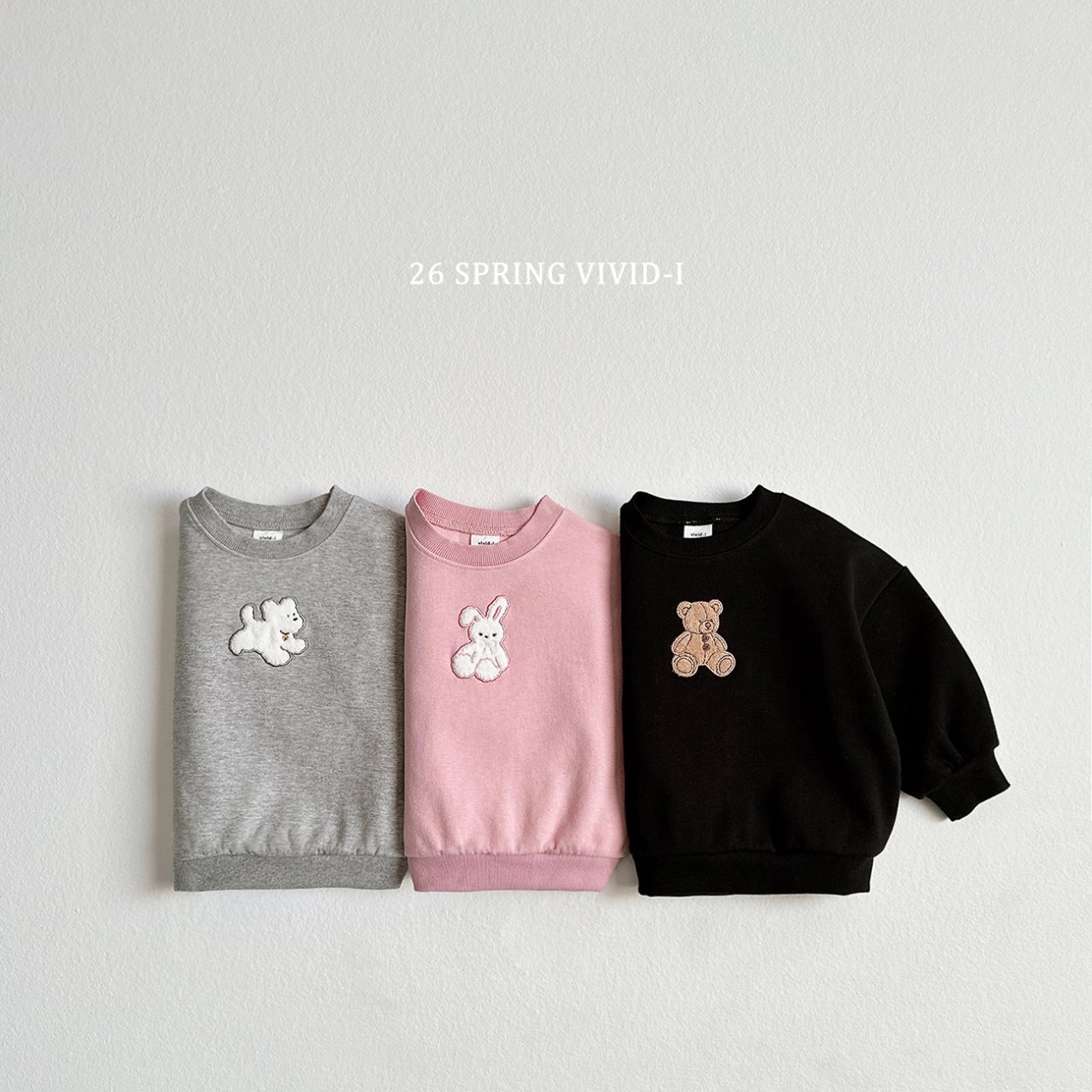 🌸預訂 韓國直送🌸🇰🇷VIVIDI三色動物刺繡貼花寬鬆衛衣