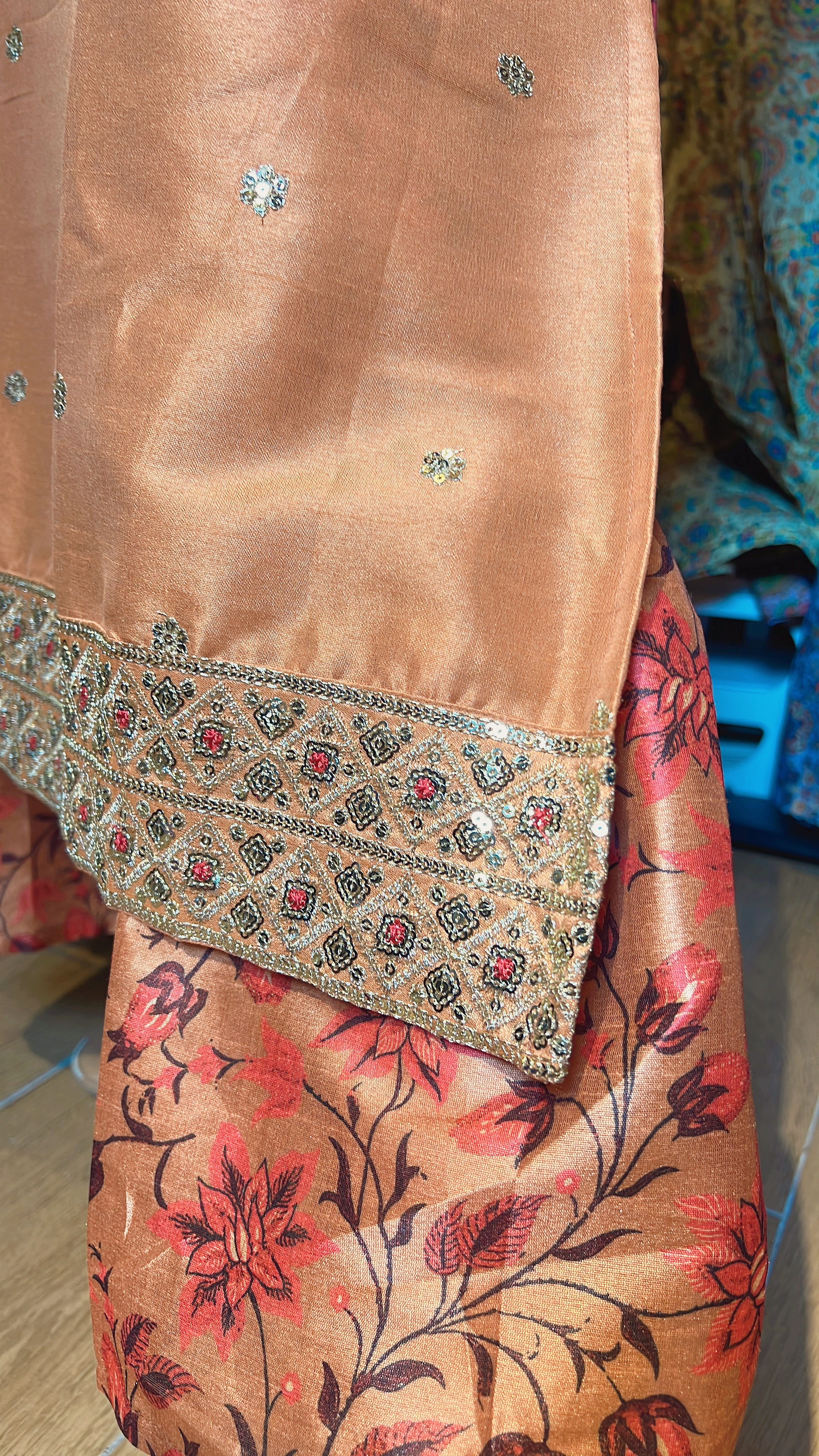 Orange Tone Silky Kurta Set of 2 (OP+Kurta) #1048