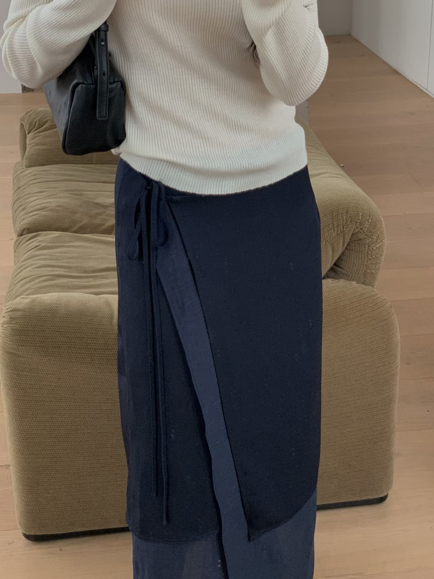 Double layers wrapped long skirt