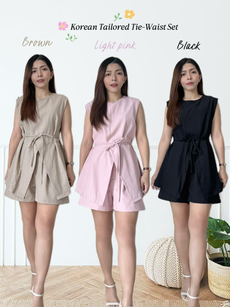 Korean Tailored Tie-Waist Set 韩系系带西装短裤套装 ( 3 colours )