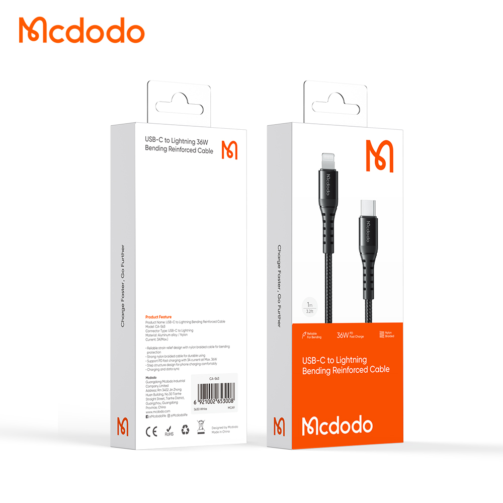 MCDODO CA5631 USBC TO LIGHTNING BENDING REINFORCED CABLE-CABLE:C-L CABLE