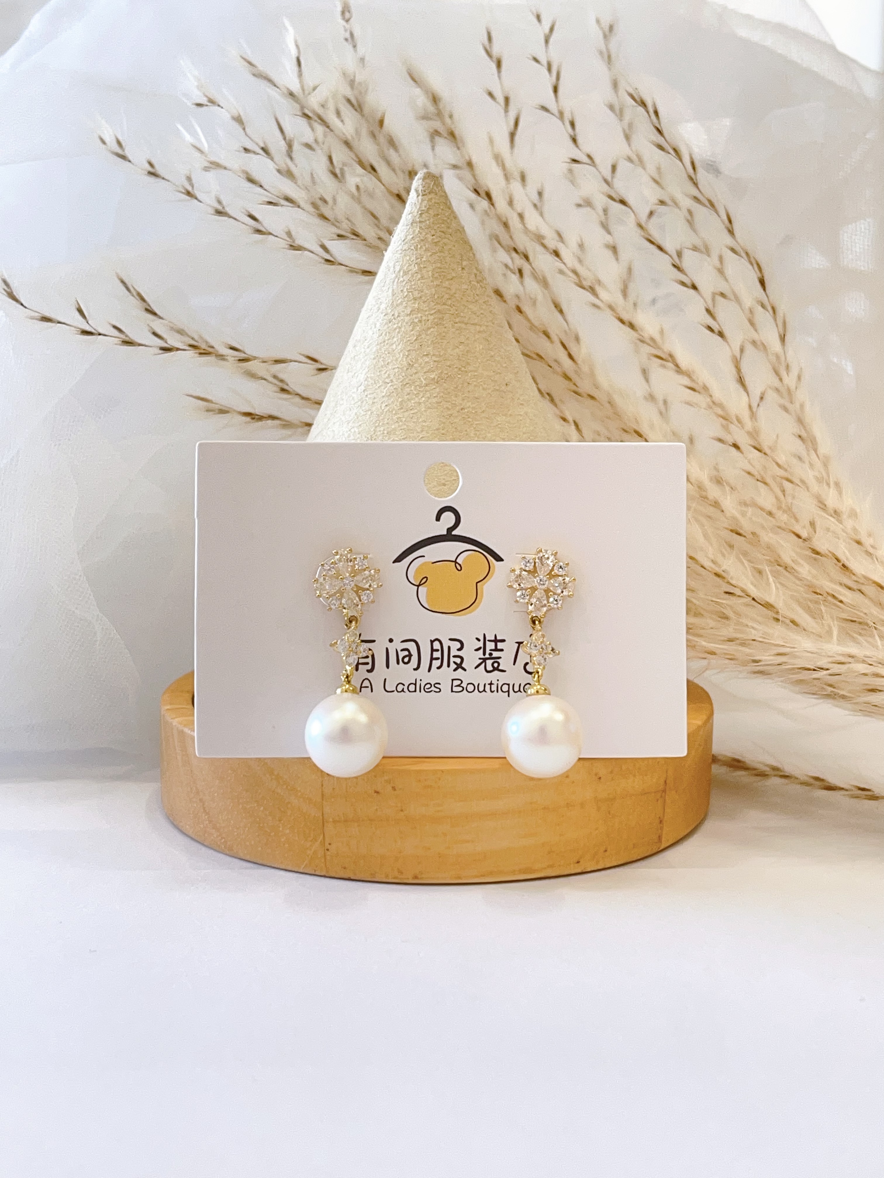 宫廷风雪花珍珠流苏耳环