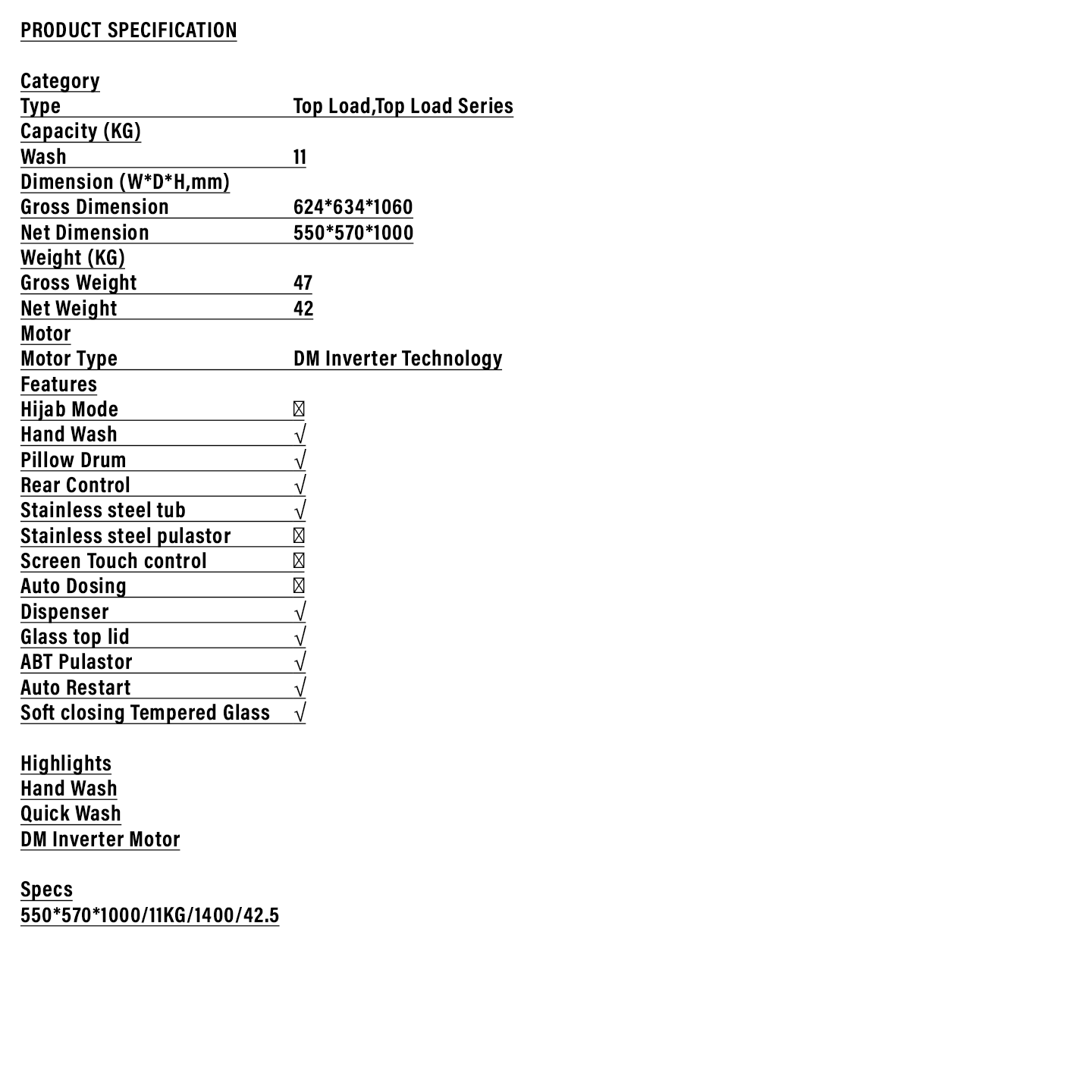Haier 11kg Inverter Top Load Washer (HWM110-B1678ES8)
