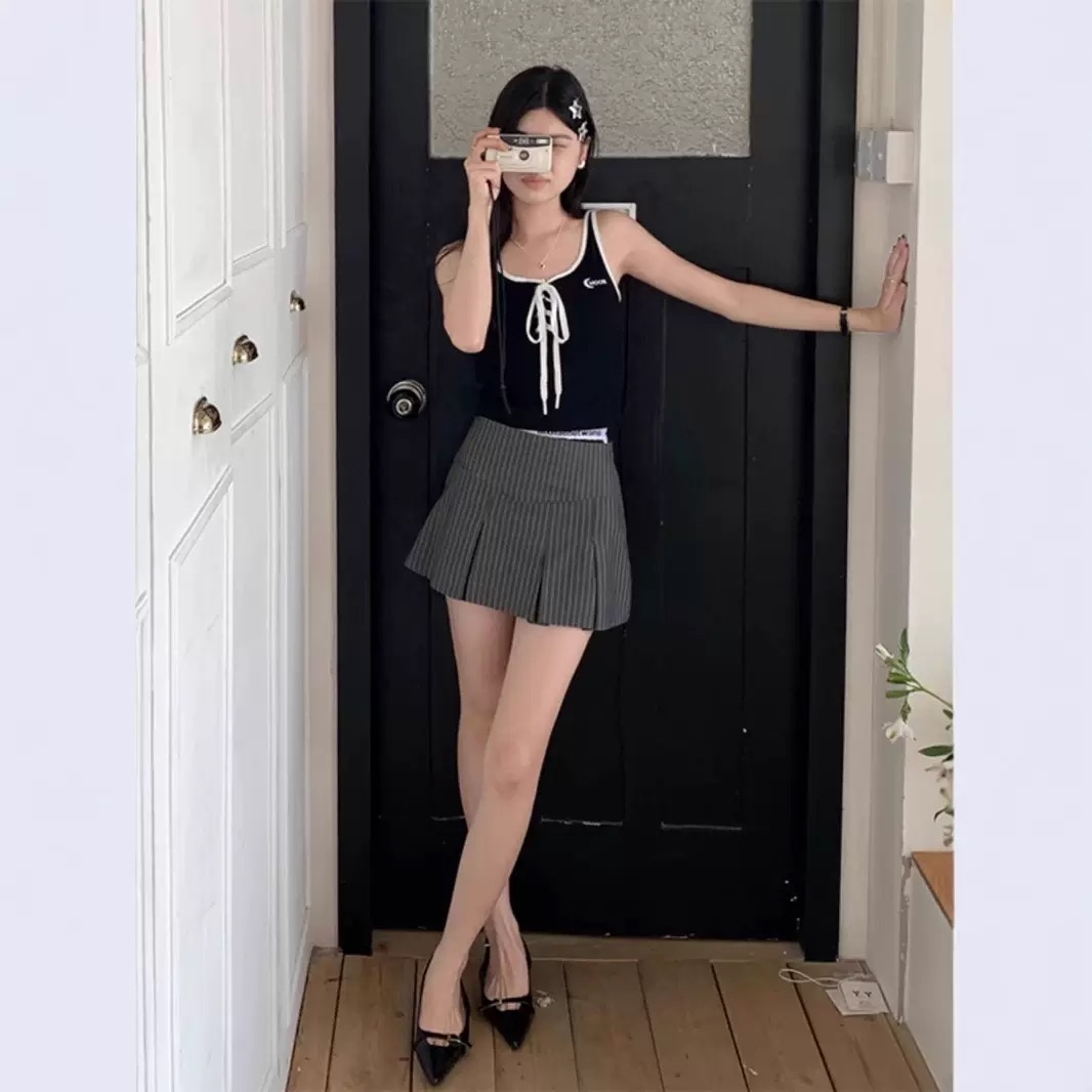 SK302假两件低腰短裙