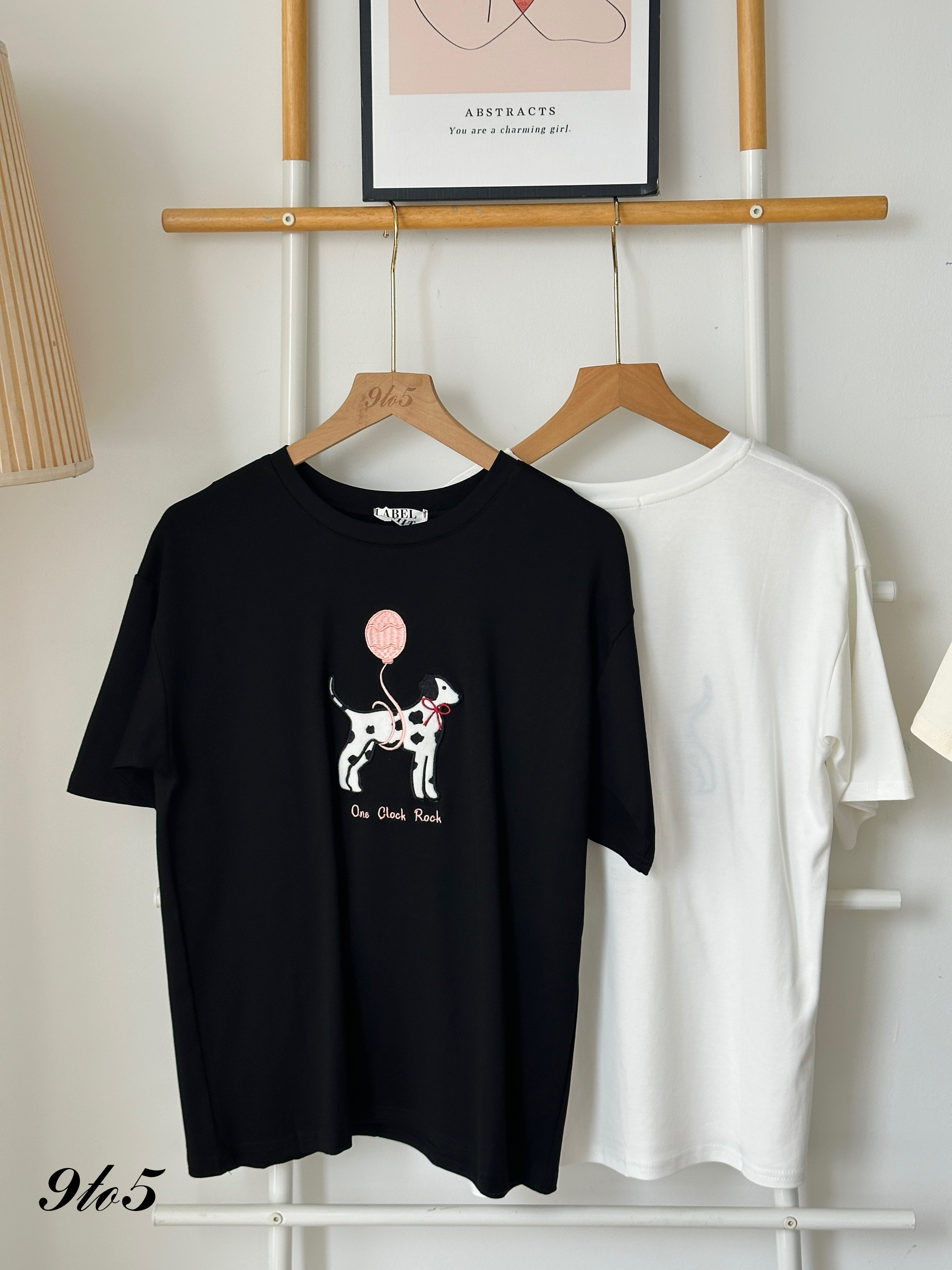 T3933 Dog Embroidery Tee - 4 Colors