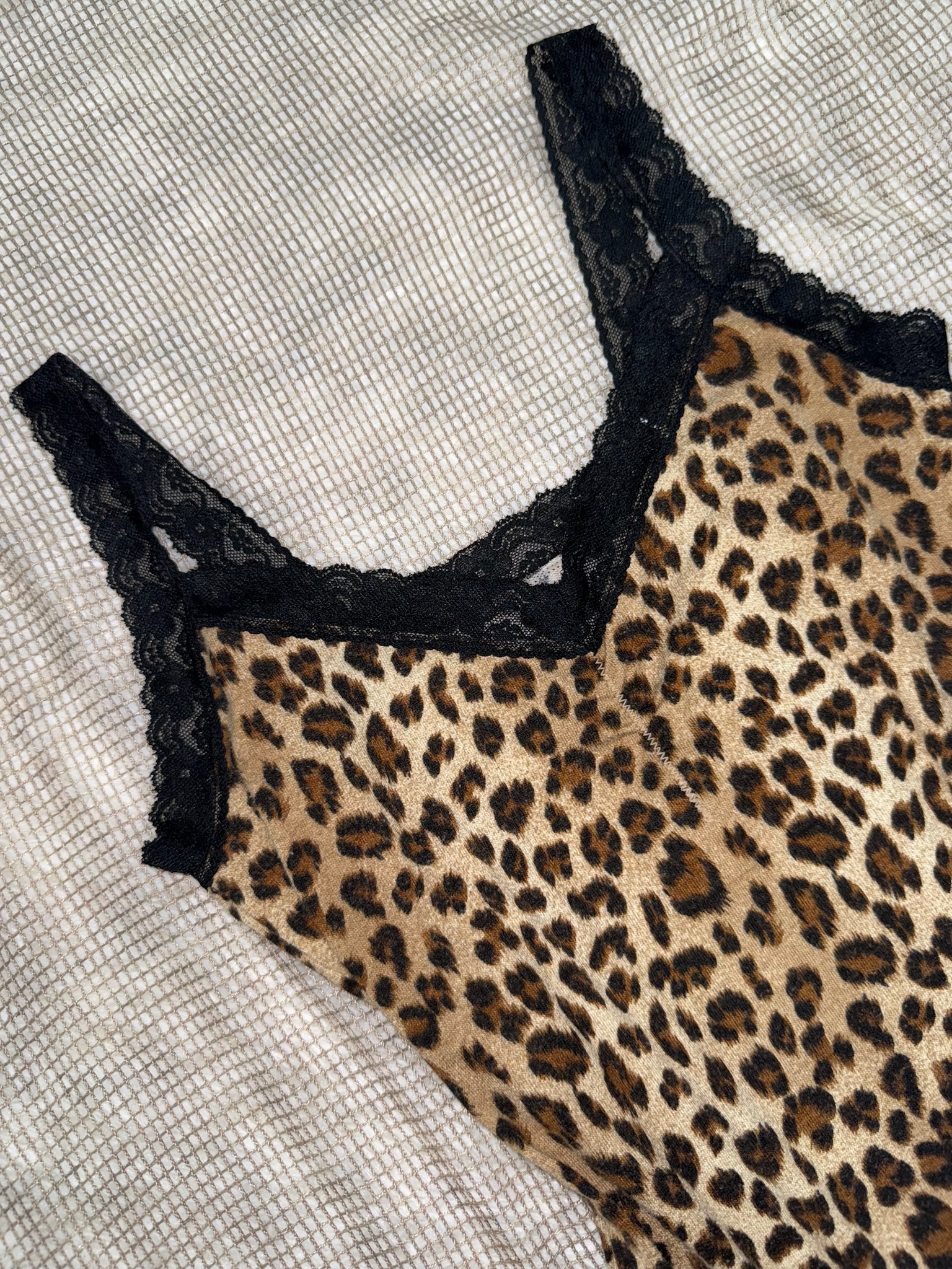 Leopard Print Lace Trim Cami Top