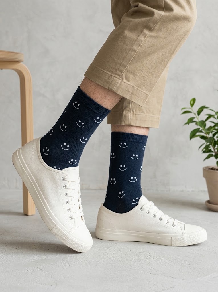 Korean Urban Smile Men's High Crew Socks