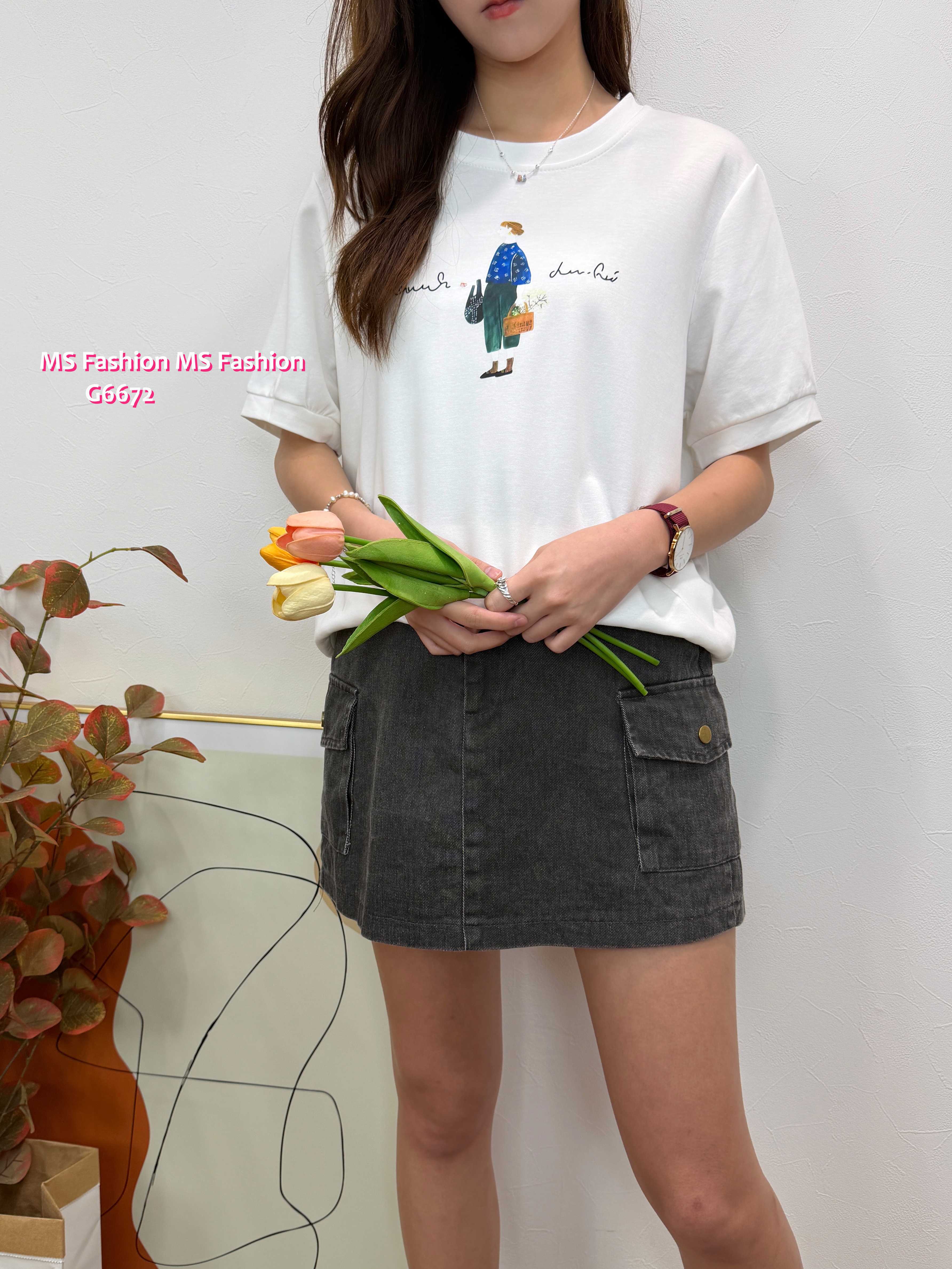 G6672 挺棉料靚print top