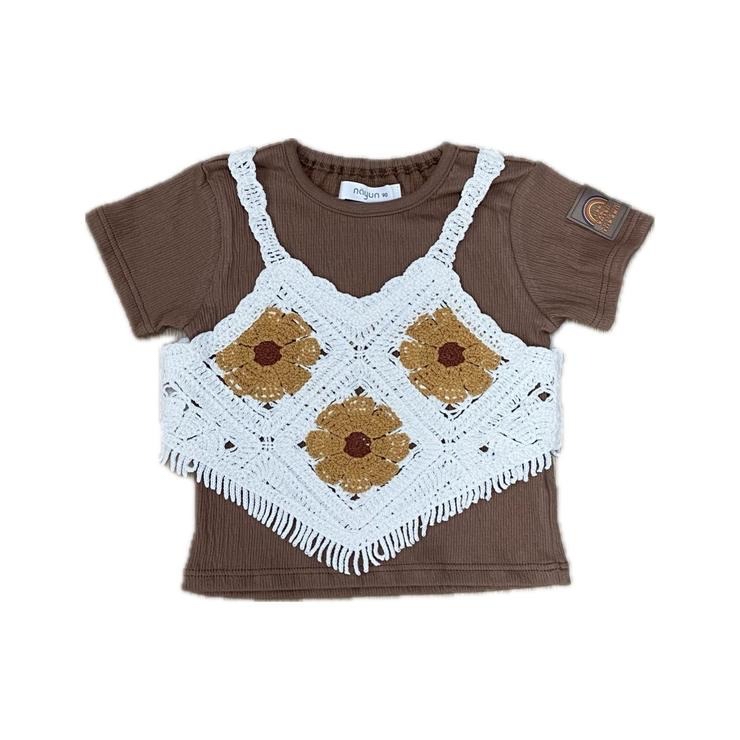 🇯🇵限時預訂 日本直送🇯🇵nayun兩色鉤針編織吊帶疊穿短袖上衣