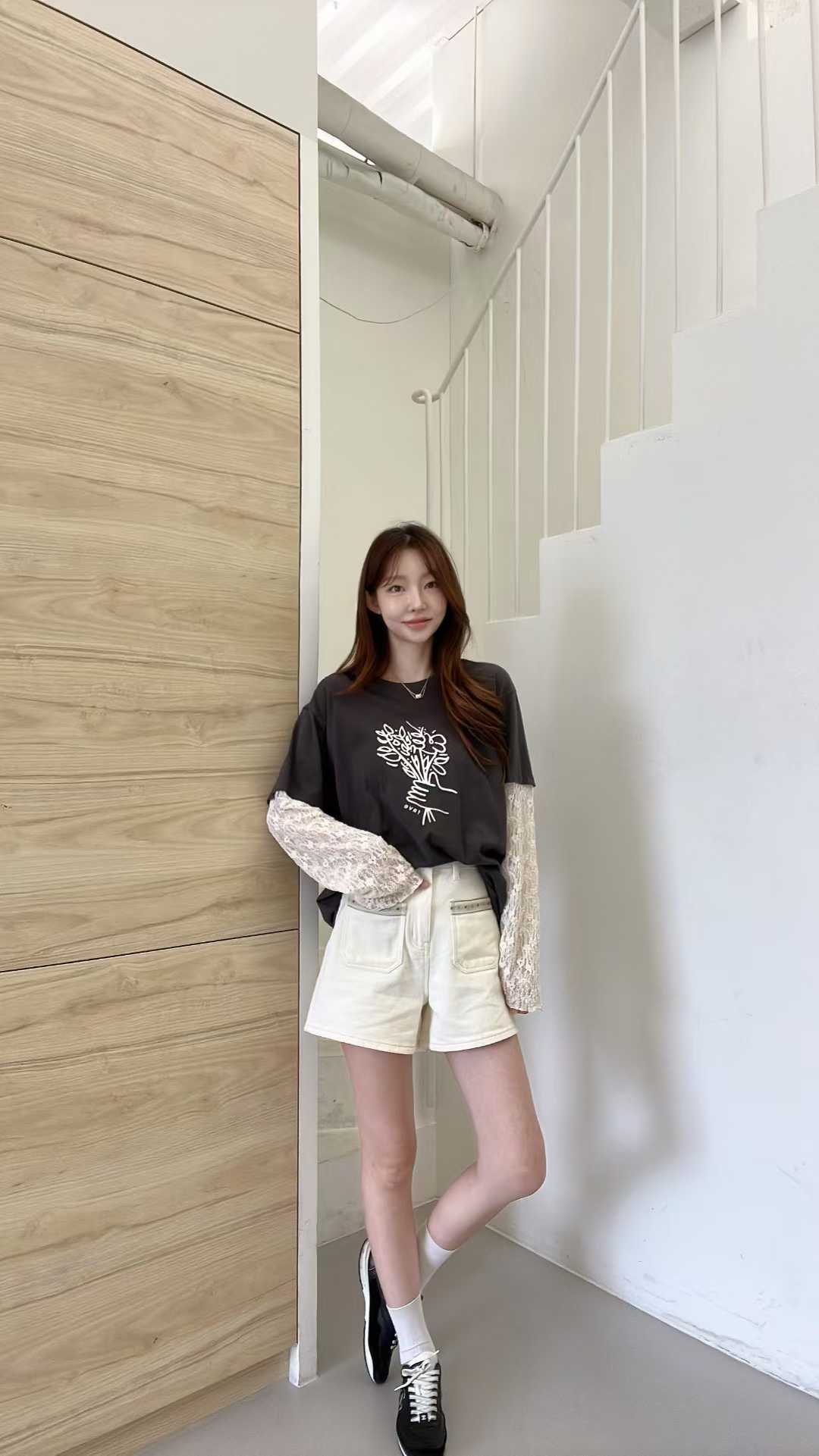 FV20_04 LACE袖花花TEE (3色)