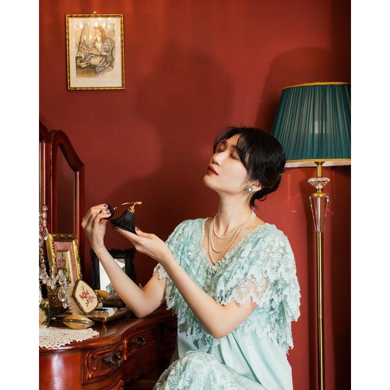 1970s does 1920s Style Mint Green Beaded Dressing Gown(MT330-1)
