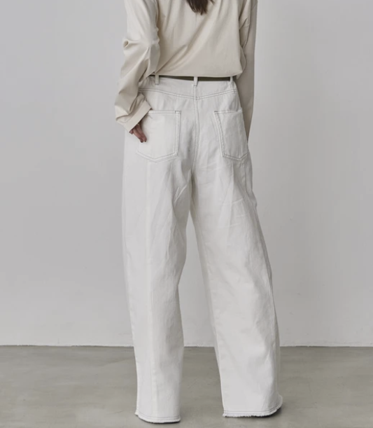 牛仔布/斜紋布雙色拼接褲 - 2026 流行穿搭  女士牛仔褲 春秋冬時尚穿搭 成人休閒 日常穿搭 易於配搭 日本直送   #JP-I-260004