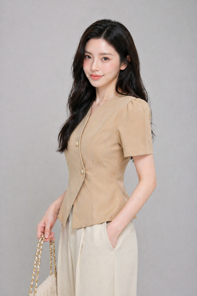 308111 Soft Sculpt Button Blouse