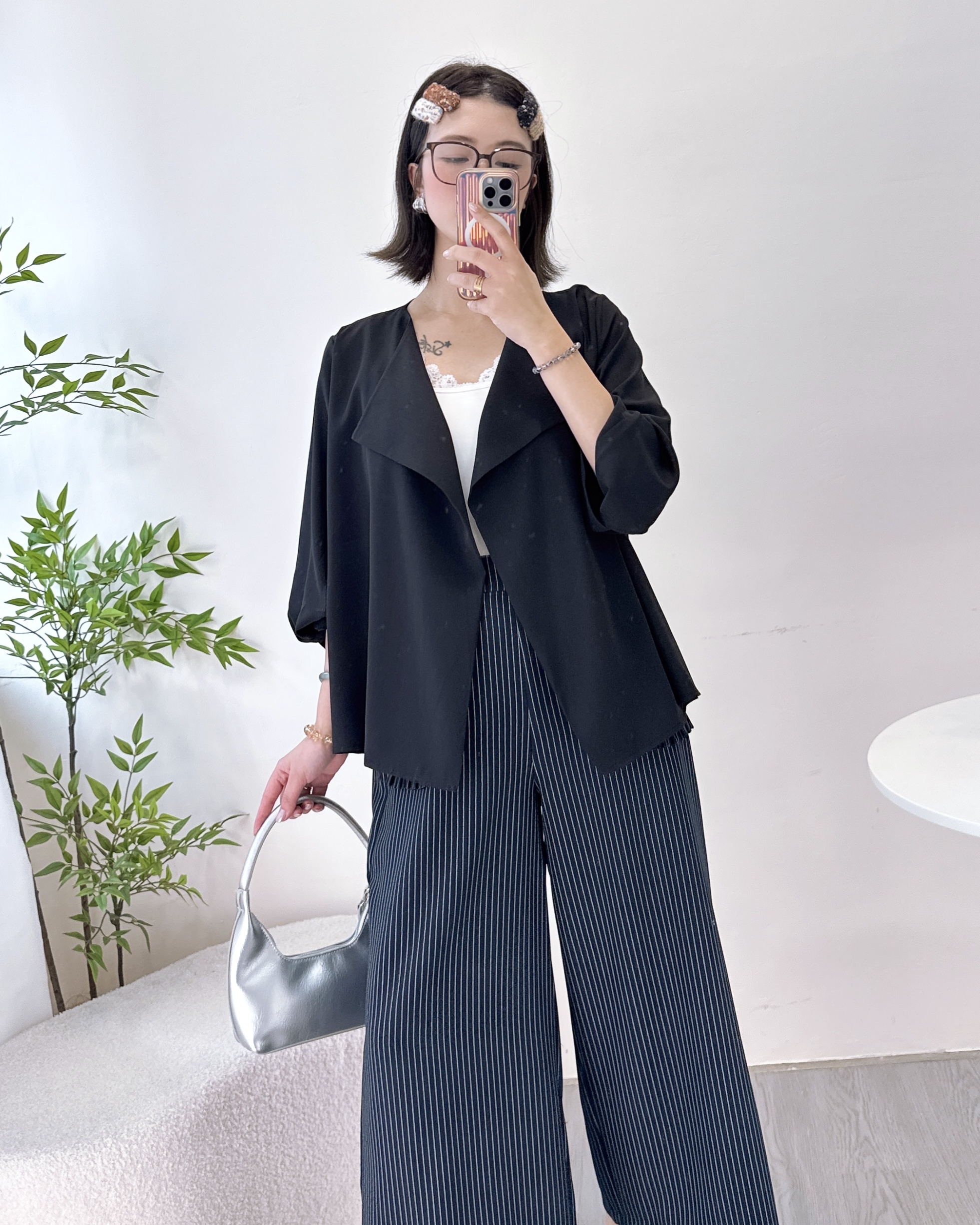 ESP-高級半橡筋腰條子闊西褲 2色