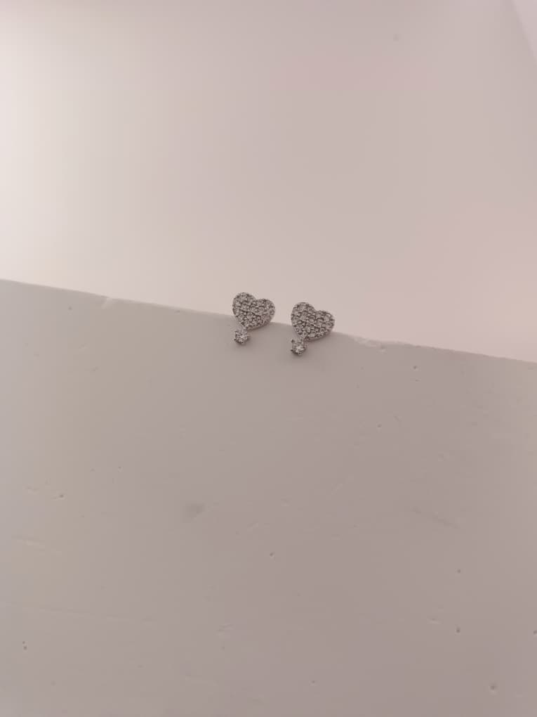 Full Diamonds In Mini Love Air Balloon Stud Earrings (Silver)