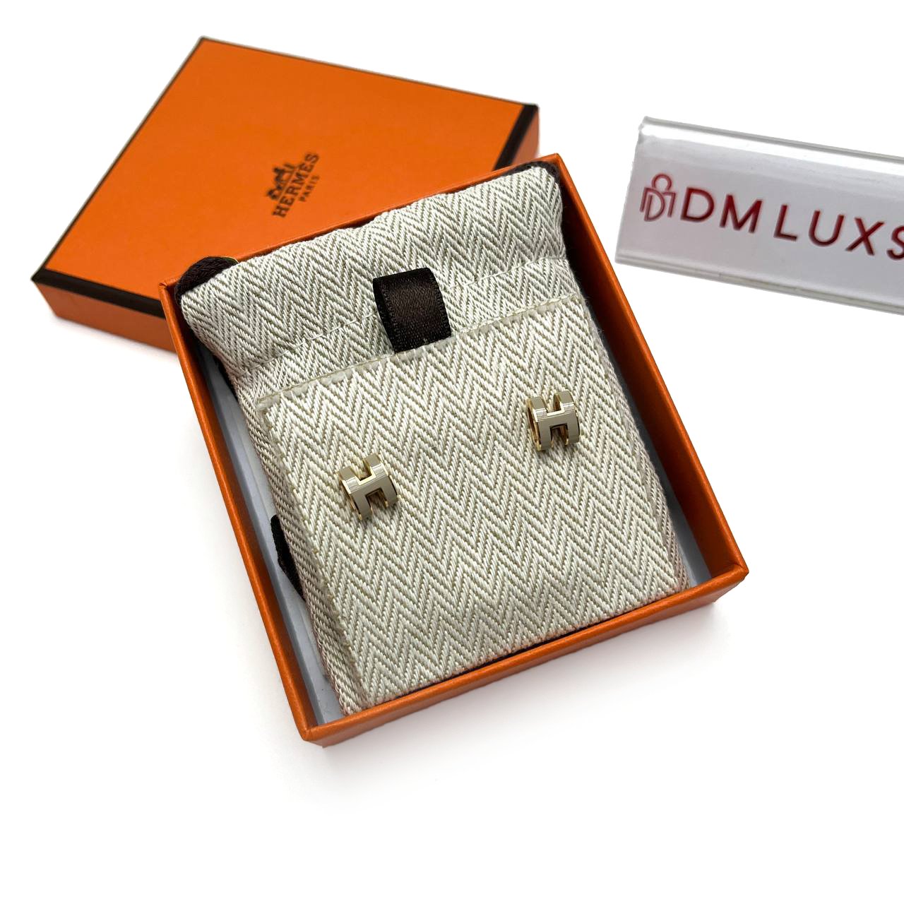 Hermes Pop H Earrings Grey GHW