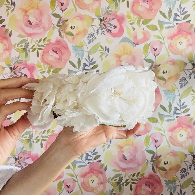 Preview - C.a. 1950-60s White Floral Headband / Vintage Bridal Headpiece(MT2130)