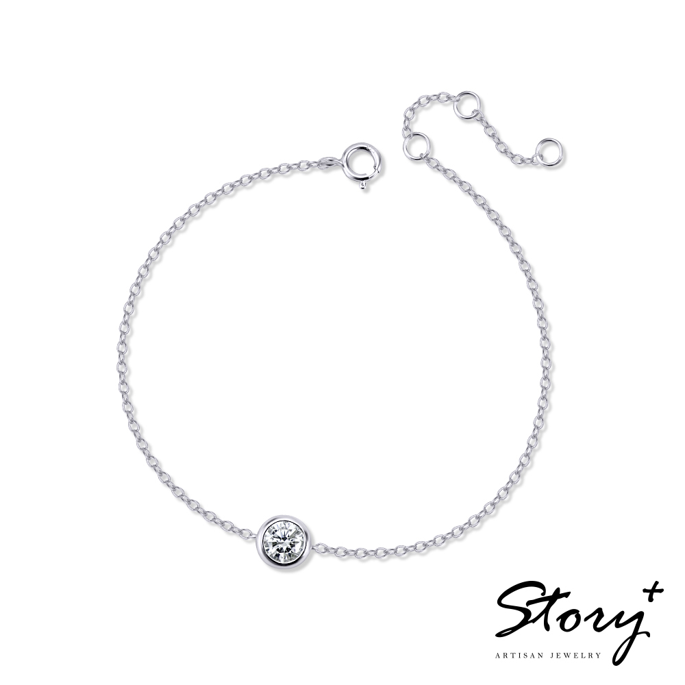 📦訂購 台灣限定 STORY 故事銀飾 簡愛單鑽莫桑石純銀手鏈