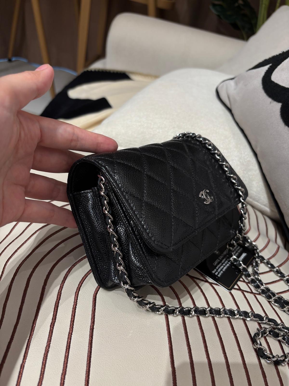 Chanel wallet on chain mini woc 黑色荔枝牛皮 100%Authentic ,95%new ✅card  ✅Box