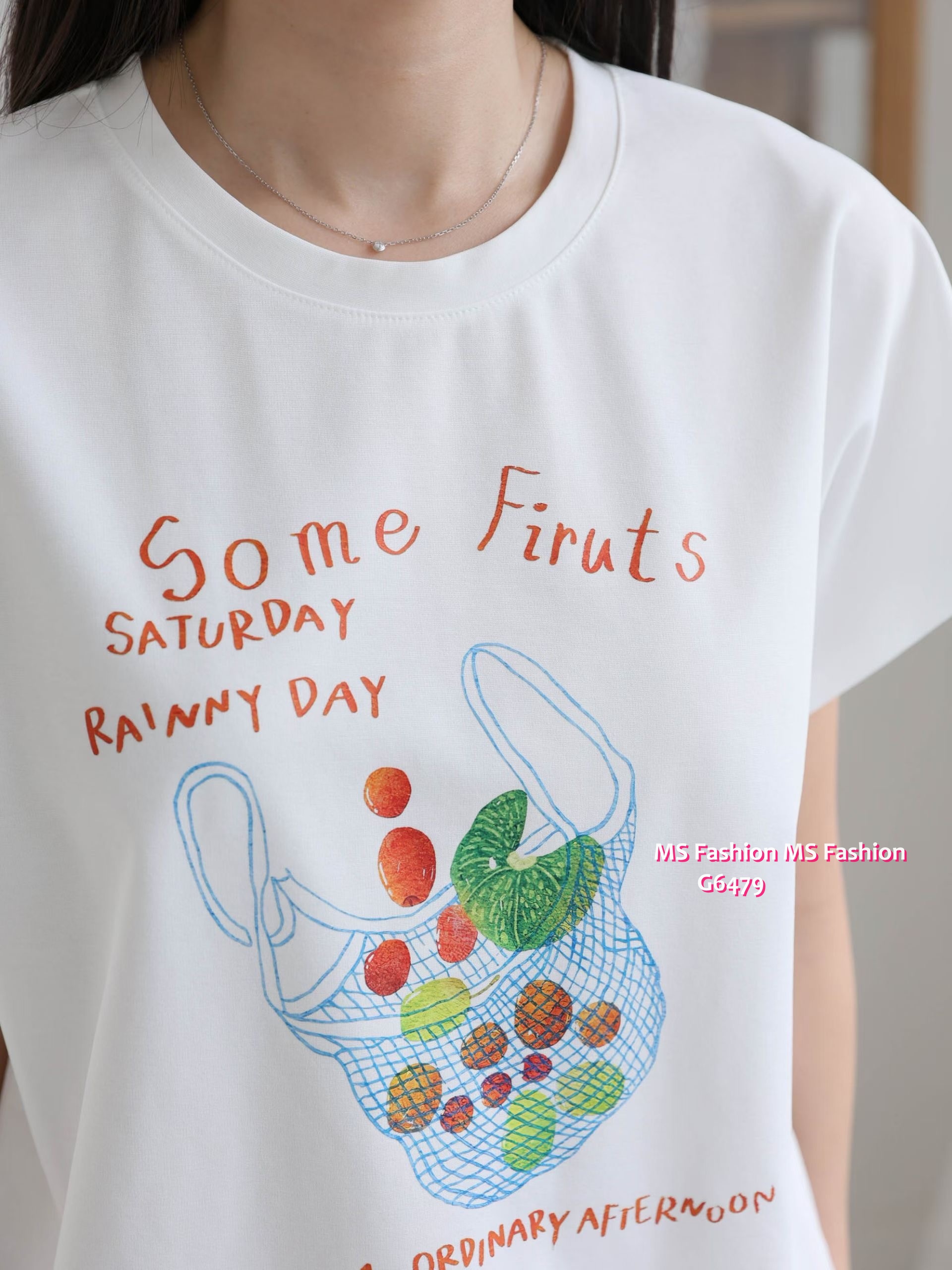 G6479 靚print ruffle腳top