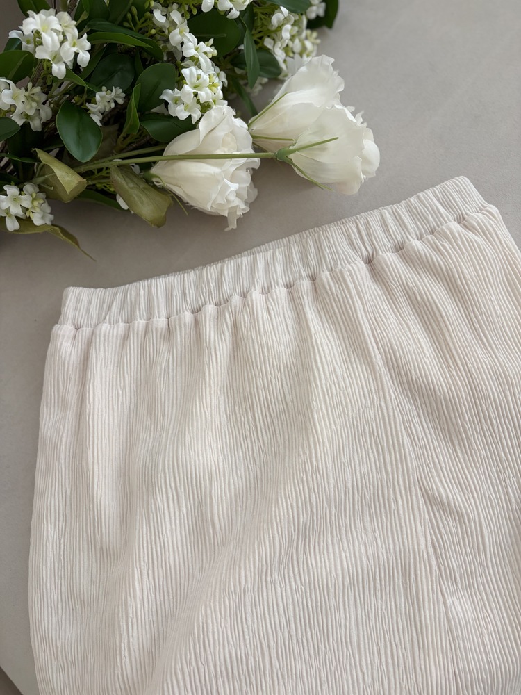 Summer Pleated Scarf Set (Ivory)